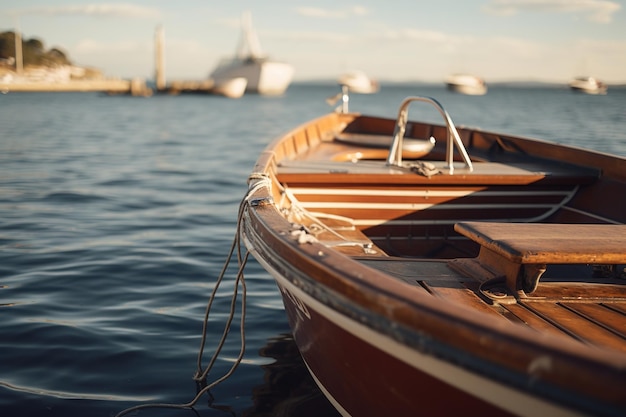 Houten boot op het water