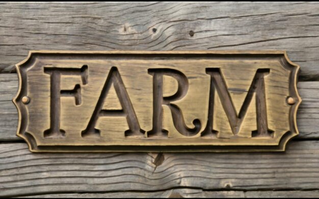 Houten bord met de tekst Farm in het hout gebeeldhouwd