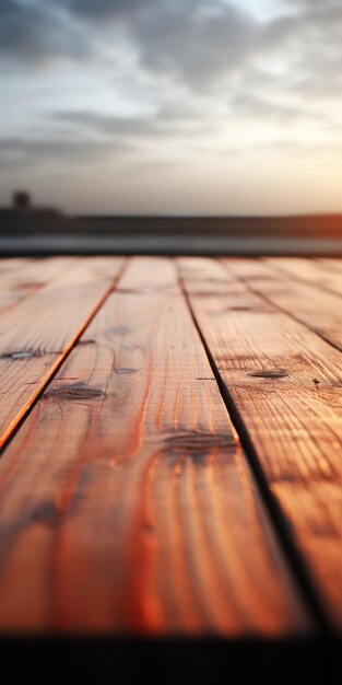 Foto houten bord op de voorgrond wazig ai gegenereerd