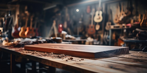 Houten bord op de voorgrond wazig ai gegenereerd