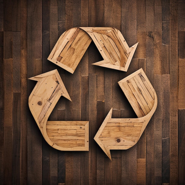 Houten bord recycling op hout