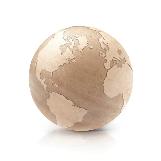 Houten Earth Globe