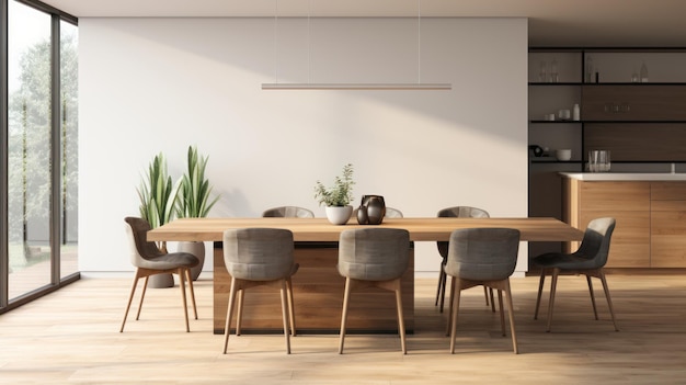 Houten eettafel interieur keuken