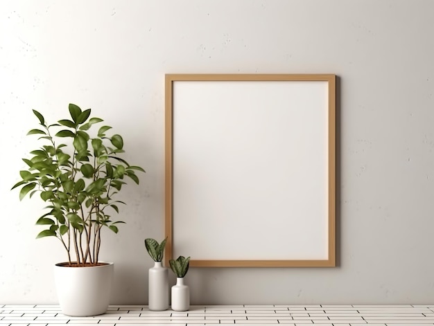 houten frame mockup in het noordelijke interieur