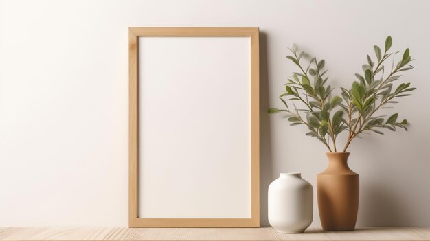 houten frame mockup in het noordelijke interieur