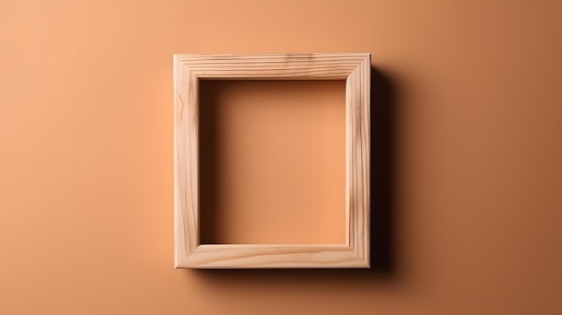 Houten frame op een bruine muur.