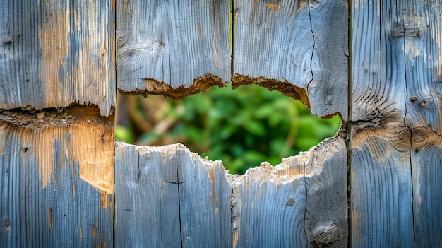 Foto houten hek met een plant die er doorheen groeit, voegt natuurlijke schoonheid toe aan het landschap