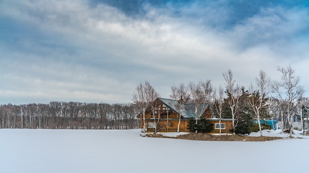 Houten Huis In De Winter