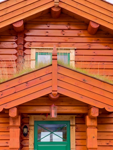 Houten huisje Log Home blokhut Stockafbeelding