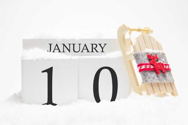 Houten kalender januari