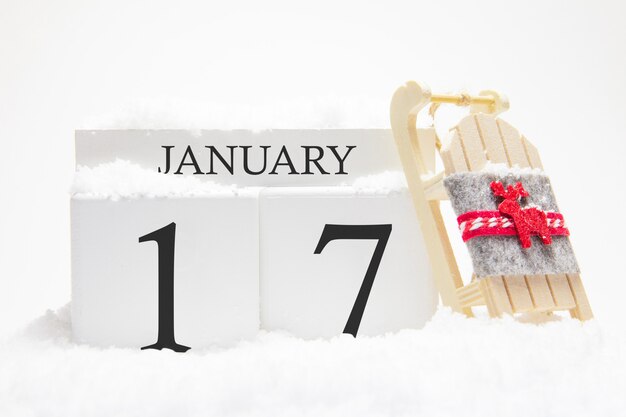 Foto houten kalender januari