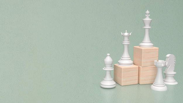 Houten kubus en schaak voor Business concept 3D-renderingxA