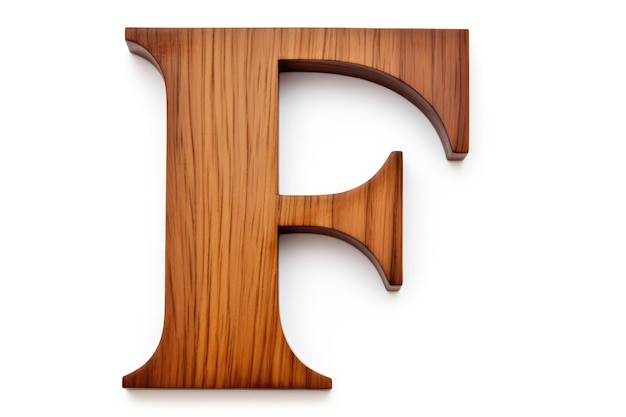 Houten letter F op witte achtergrond