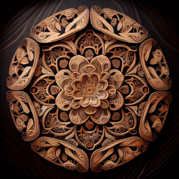 Houten mandala vintage mooie mandala ontwerp illustratie