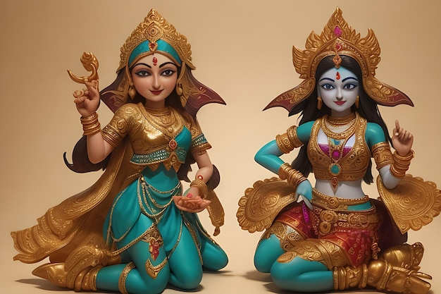 Houten MDF Leela Set van Krishna met Gawal voor Janmashtam