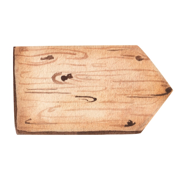 Houten plank aanwijzer uithangbord Rustieke aquarel illustratie