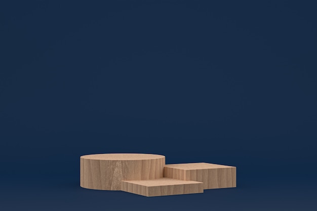 Houten podium minimale 3D-weergave of productstandaard voor cosmetische productpresentatie