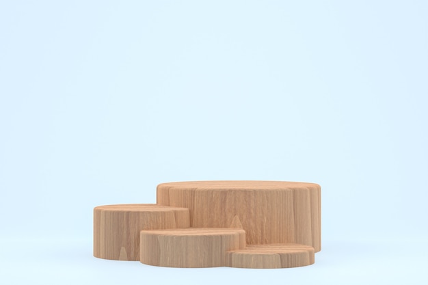 Houten podium minimale rendering of productstandaard voor cosmetische productpresentatie