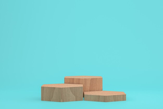 Houten podium minimale rendering of productstandaard voor cosmetische productpresentatie