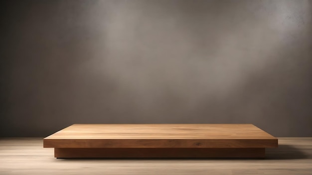 Foto houten podium op tafel met betonnen grunge textuur achtergrond3d rendering