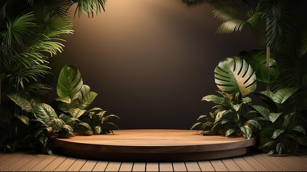 Foto houten podium voor productvertoning en -presentatie