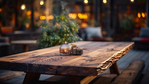 houten tafel in een café