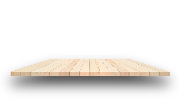 Foto houten tafel isoleren op witte achtergrond
