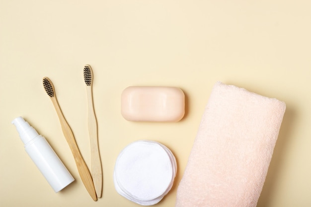 Houten tandenborstel stevige shampoo handgemaakte zeep katoenen make-up remover doekjes Zero Waste Concept Milieuvriendelijk Lichaamsverzorging Cosmetica