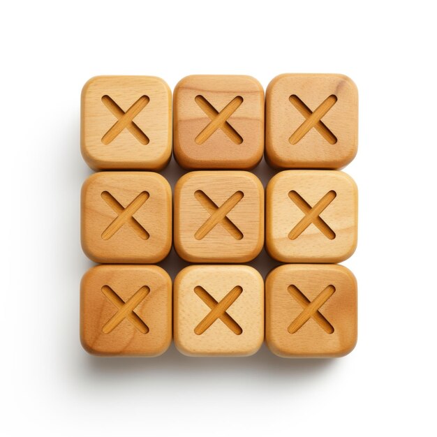 Foto houten tictactoe spel houten speelgoed geïsoleerd op een witte achtergrond