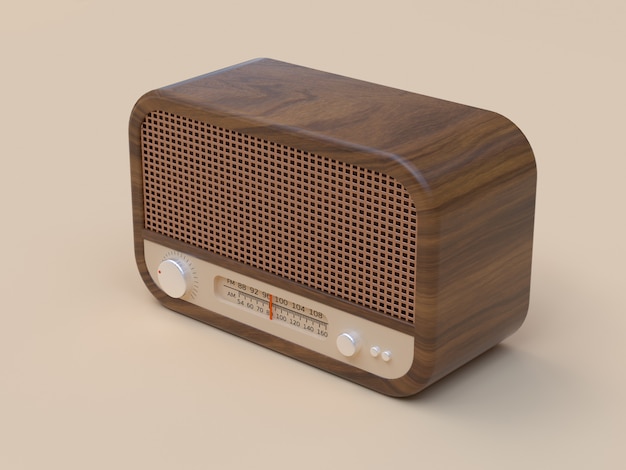 houten vintage radio 3D-rendering