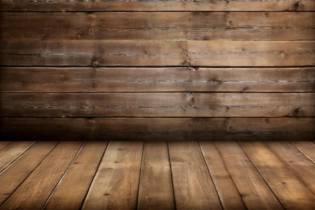 Houten vloer en muur met houten planken grunge achtergrond