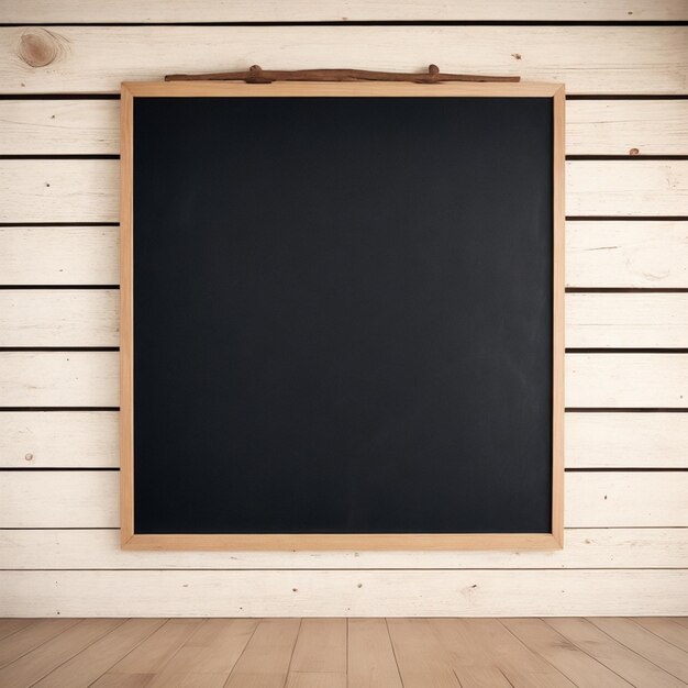 Foto houten vloer met een foto blackboard