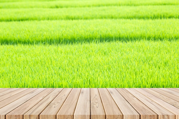 houten vloer op rijstveld