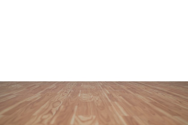 Houten vloer perspectief weergave met houten textuur in lichtbruine kleur geïsoleerd op een witte muur background