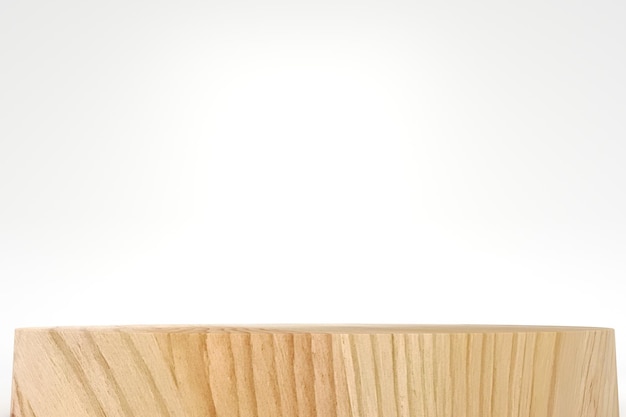 Foto houten voetstuk podium mockup op witte achtergrond 3d-rendering