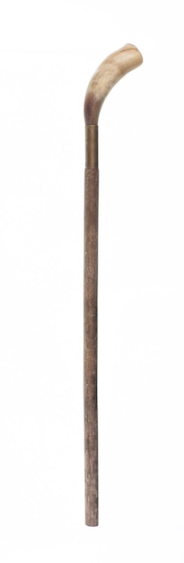 Foto houten wandelstok geïsoleerd op een witte achtergrond