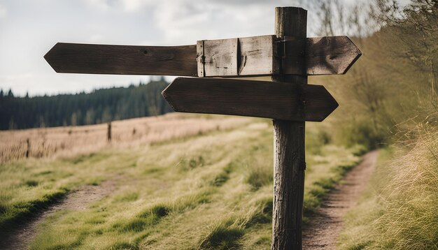 Foto houten wegwijzer bij een pad