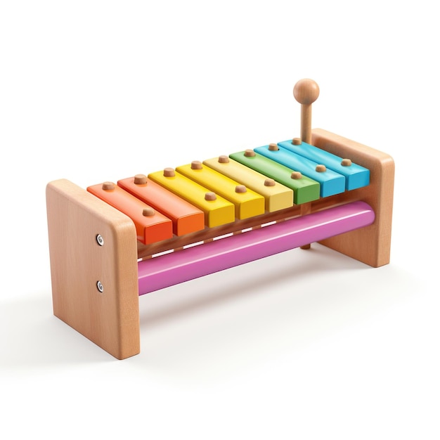 Houten xylofoon houten speelgoed geïsoleerd op een witte achtergrond