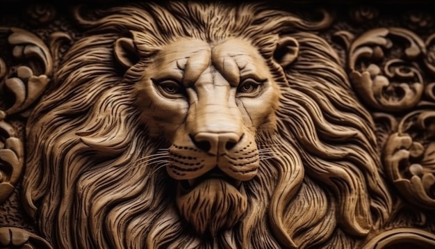 Houtsnijwerk kunst draak leeuw konijn bos houtsnijwerk patronen Creative Ai
