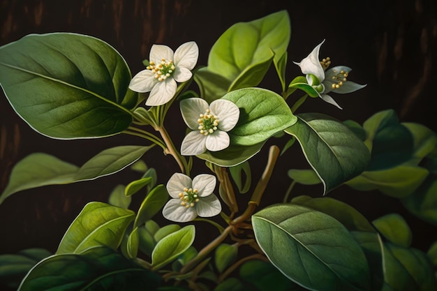 Houttuynia cordata 흰 꽃을 가진 새로운 식물