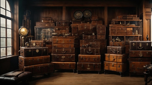 How about Assorted Wooden Chests in Steampunk Style