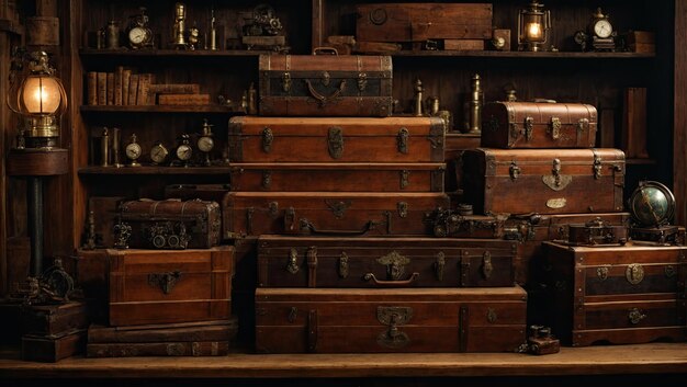 How about Assorted Wooden Chests in Steampunk Style