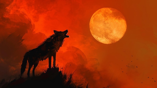 Howling Wolf Background and moon