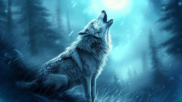 Howling Wolf Background and moon