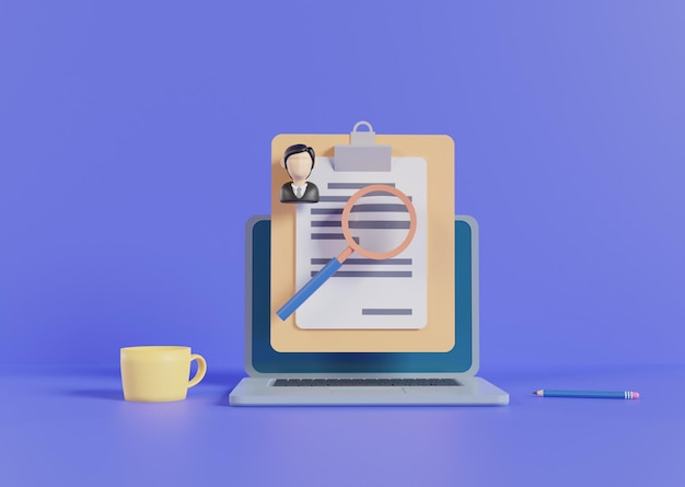 hr human resource management recruitment concept . 3d illustration rendering
