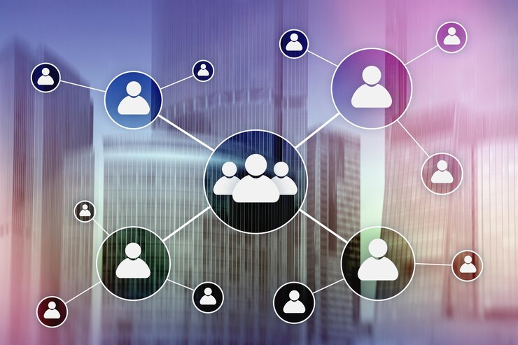 HR Human resources management concept op wazig business center achtergrond