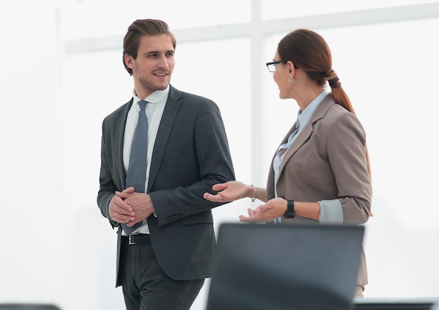 hr manager is talking to the new employeephoto with copy space