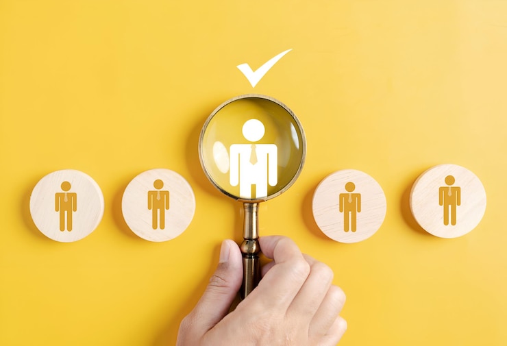 Foto hrm of human resource management selectief en accepteer naar manager voor menselijke ontwikkeling recruitment leiderschap en klant doelgroep concept