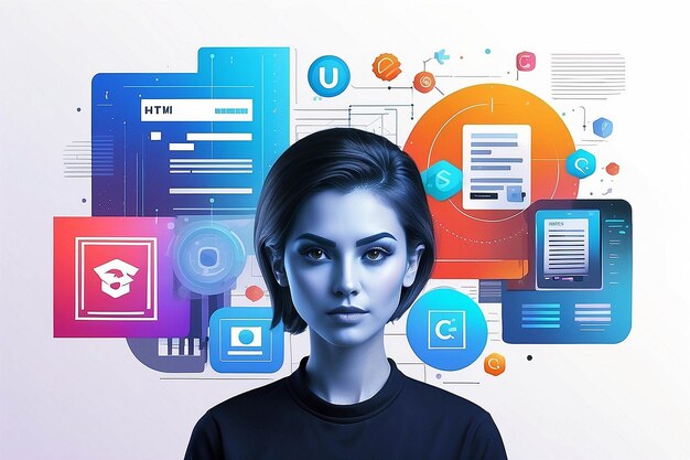 HTML and CSS Collage Concept Person Programming and API Integration ...
