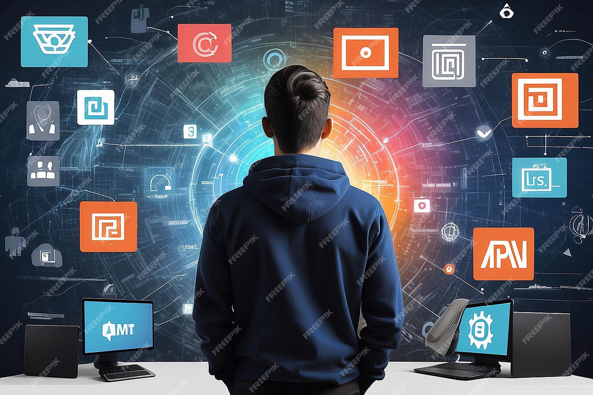 HTML and CSS Collage Concept Person Programming and API Integration ...